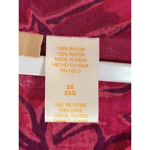 La Cera Midi House Dress 2X Floral Rayon Button Detail Side Slit Artsy Relaxed - Picture 3 of 12